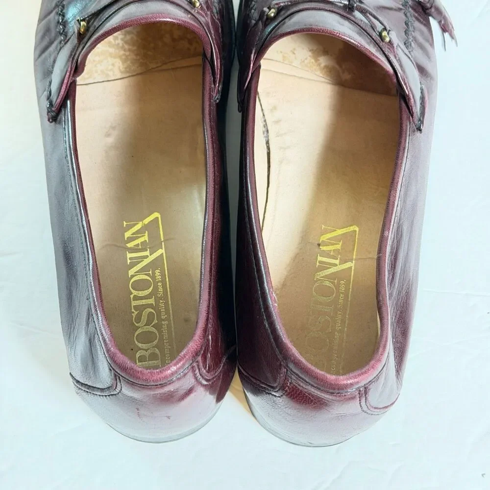 Bostonian Tassel Loafers Mens 11.5 Cherry Burgundy Leather Dress Shoes As Is